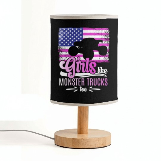 Girls Like Monster Trucks Too Girls Monster Truck Fabric Lamps