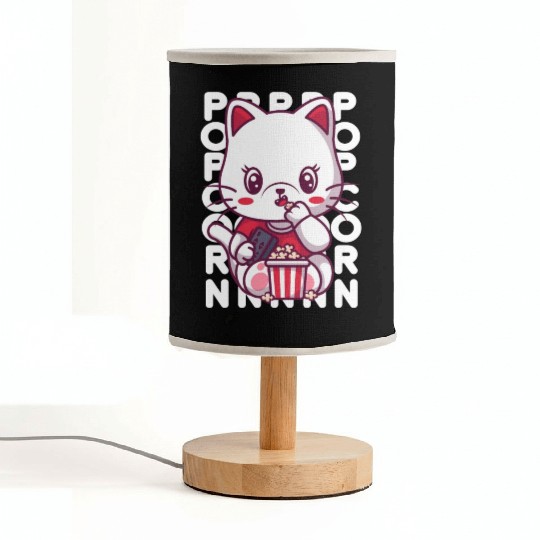 Cat Eating Popcorn Fabric Lamps
