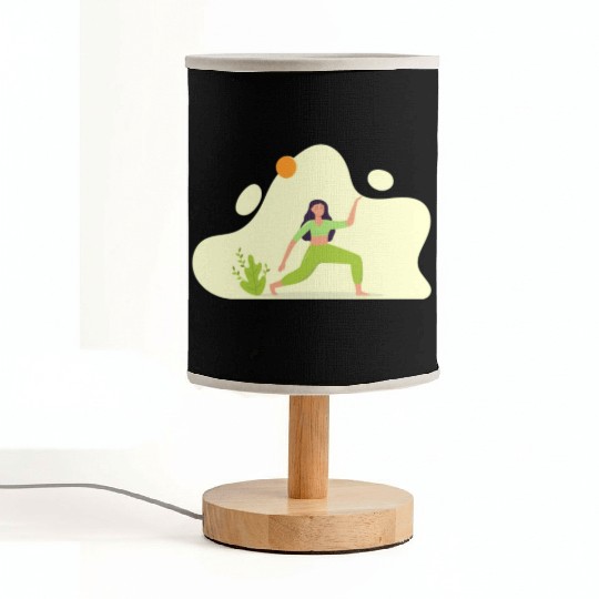 Woman Yoga Exercise Health Illustration Fabric Lamps