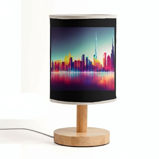 Dubai silhouette skyline abstract art Fabric Lamps