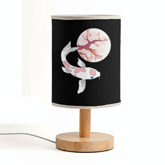 Koi Sakura Tree Moon Cherry Blossom Nishikigoi Jap Fabric Lamps