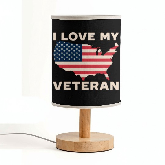 I Love My Veteran USA Flag American Memorial Day Fabric Lamps