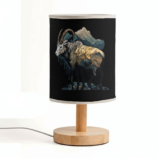a mountain goat lives in the mountains Fabric Lamps