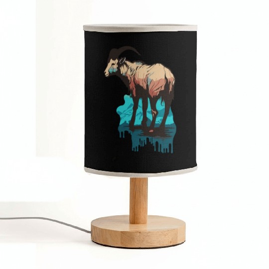 a mountain goat lives in the mountains Fabric Lamps