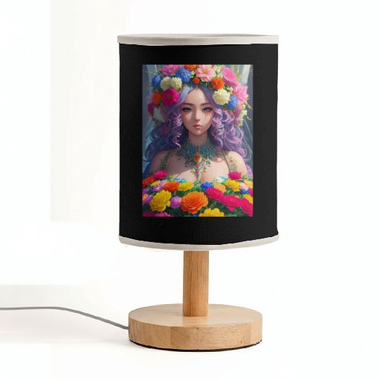 Spring Girl with a bouqet of flowers garland #19 Fabric Lamps