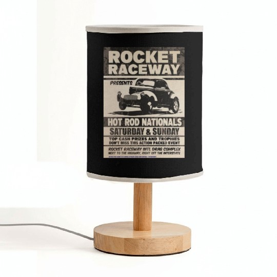Vintage Hot Rod Classic Drag Racing Poster Fabric Lamps