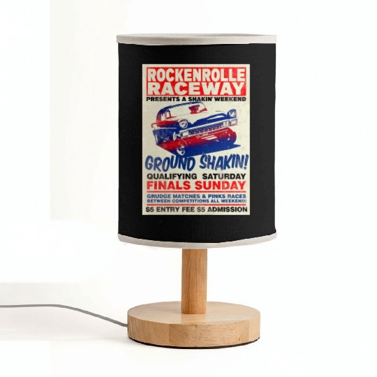 Vintage Hot Rod Classic Drag Racing Poster Fabric Lamps