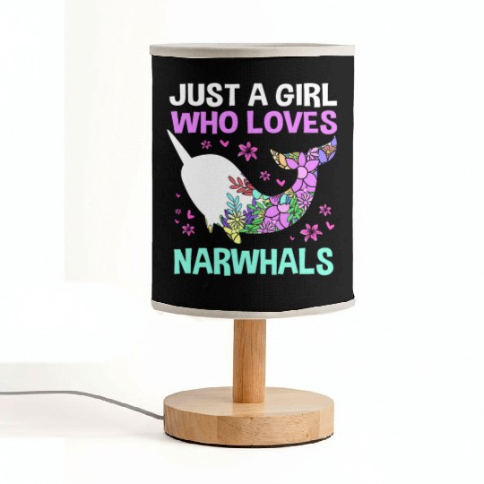 Just A Girl Who Loves Narwhals Sea Unicorn Narwhal Fabric Lamps