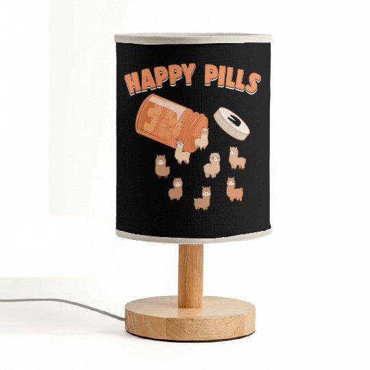 Happy Pills Alpaca Funny Farm Animal Lovers Humor Fabric Lamps