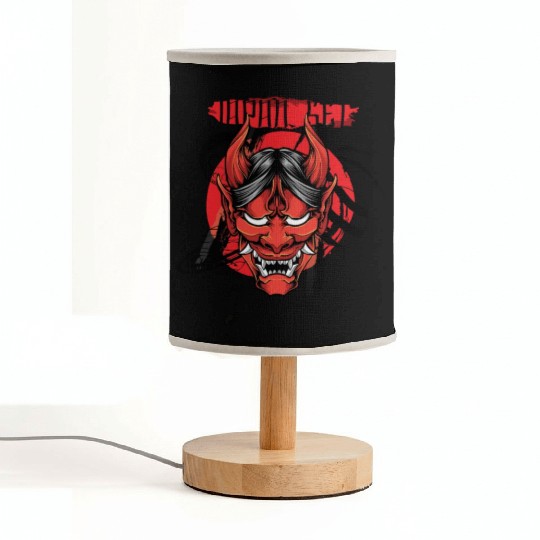 Red oni mask , demon, japan, china Fabric Lamps