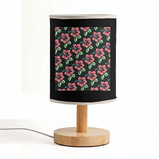 hibiscus flowers pattern | vintage design Fabric Lamps