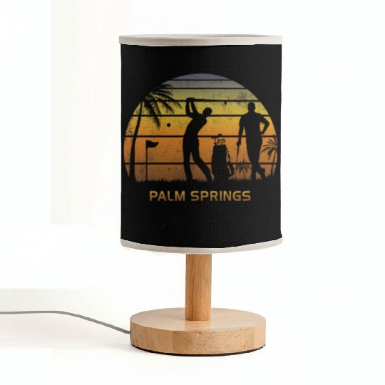 Retro Palm Springs Golf Golfing Fan Golfer Gift Fabric Lamps