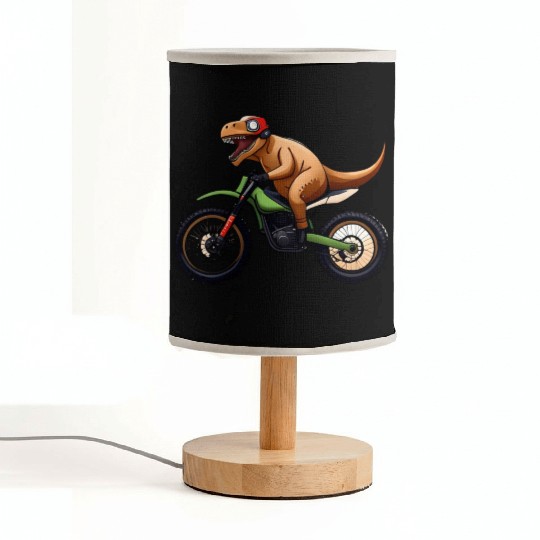 Humorous Dirt Bike for Dinosaurs to Ride Fabric Lamps