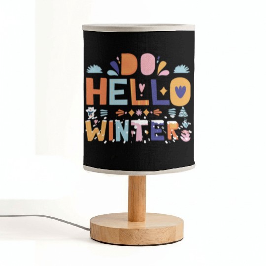 Cute Hello Winter with Snow and Fun Art Fabric Lamps