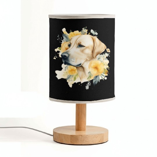 Yellow Lab Dog Watercolor Floral Fabric Lamps