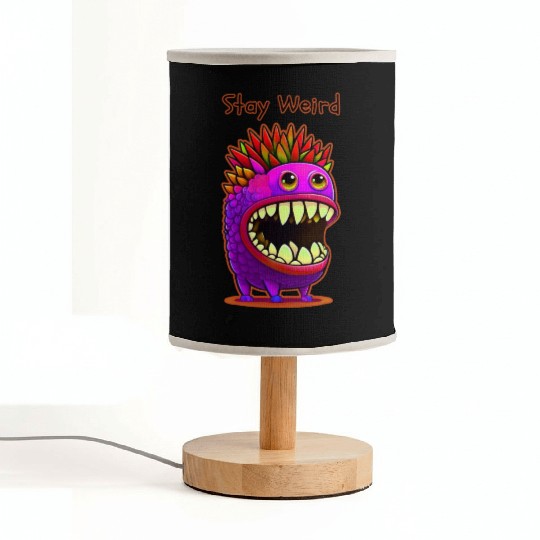 Stay Weird Monster Doodle Violet Fabric Lamps