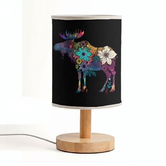 Floral Moose Elk Deer Wild Animal Watercolor Fabric Lamps