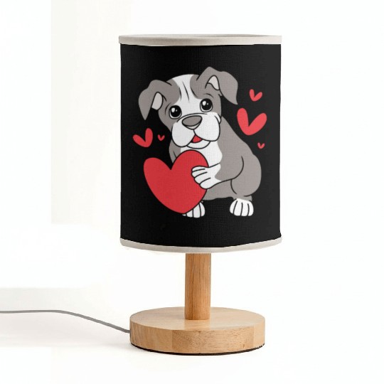 Cute Heart Puppy Boston Terrier Dog Fabric Lamps
