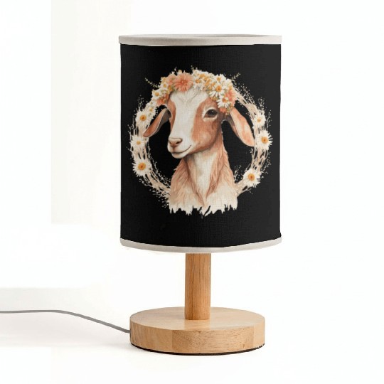 Baby Goat Flower Crown Floral Farm Animal Pet Fabric Lamps