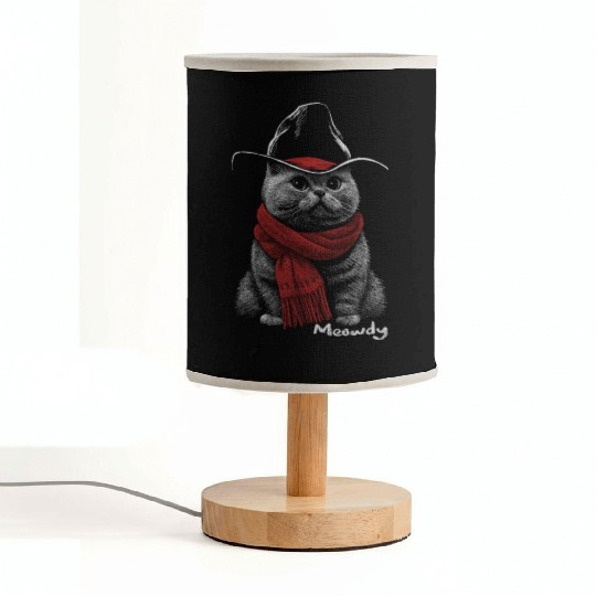 Cute Chonk Cat Meowdy Cat w/ Cowboy Hat from Texas Fabric Lamps