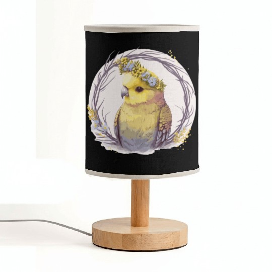 Cute Yellow Budgie Parakeet Bird Flower Crown Pet Fabric Lamps