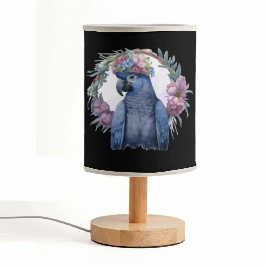 Watercolor Hyacinth Macaw Parrot Bird Flower Crown Fabric Lamps