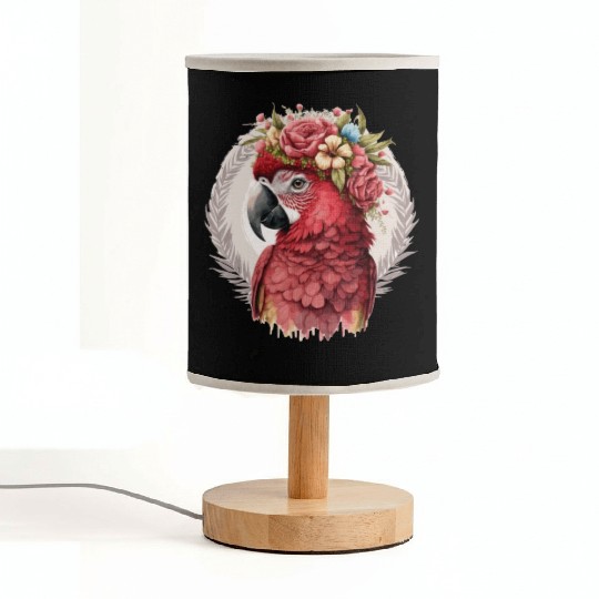 Scarlet Macaw Parrot Watercolor Bird Flower Crown Fabric Lamps