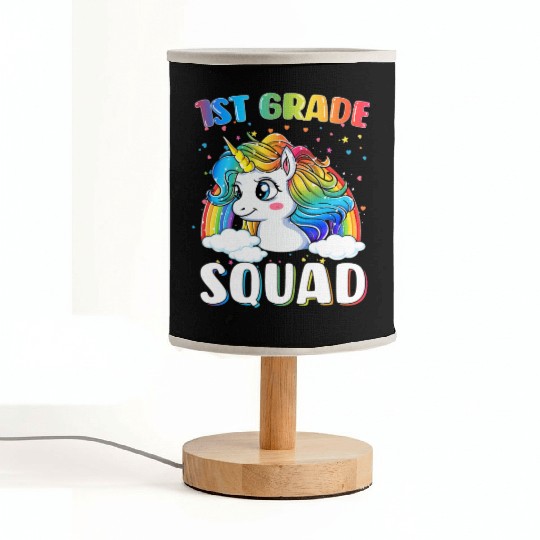 1st Grade Squad Unicorn Rainbow Back To School Fabric Lamps