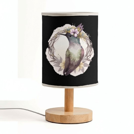 Watercolor Hummingbird Flower Crown Floral Birds Fabric Lamps