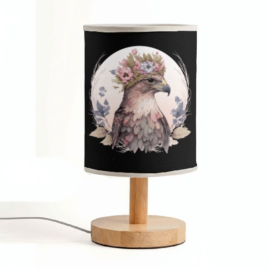 Cute Hawk Bird Of Prey Flower Crown Floral Bird Wa Fabric Lamps