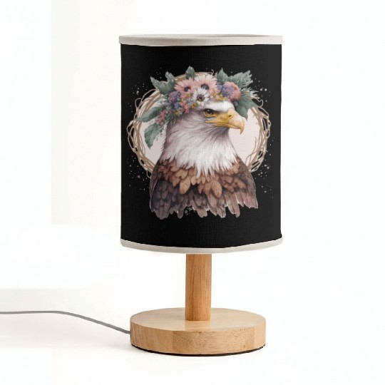 Watercolor Bald Eagle Flower Crown Floral Bird Wat Fabric Lamps