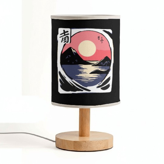 zen cartoons japan nature mountains ocean Fabric Lamps