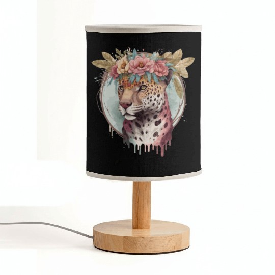 Flower Crown Jaguar Floral Animal Lovers Fabric Lamps