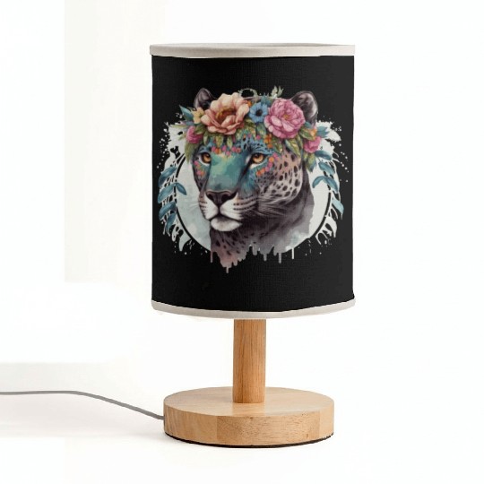 Cute Jaguar Flower Crown Africa Safari Animal Love Fabric Lamps