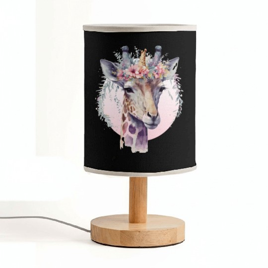 Cute Watercolor Giraffe Flower Crown Safari Animal Fabric Lamps