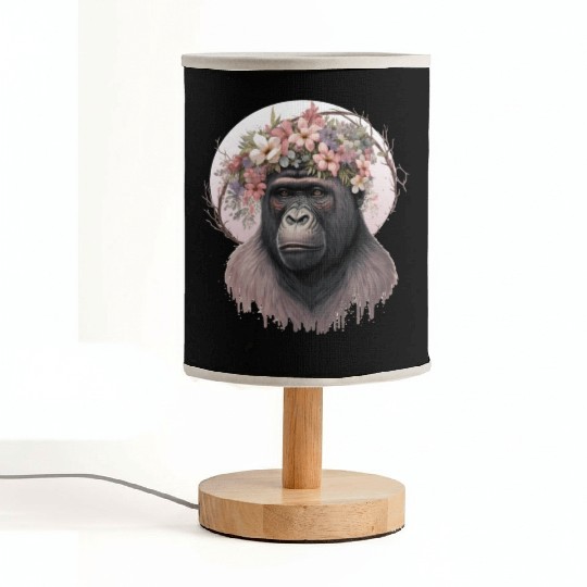 Floral Gorilla Flower Crown Monkey Lover Fabric Lamps