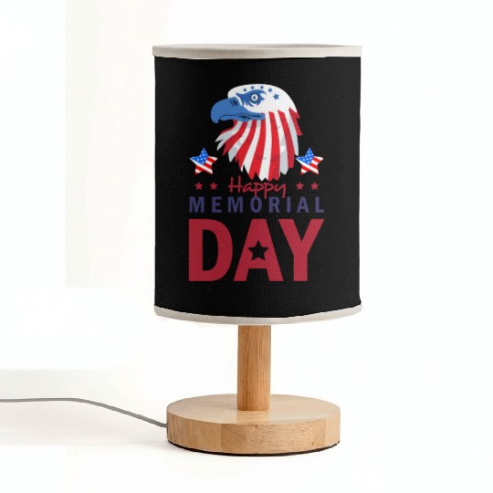 Happy Memorial Day Veterans Brave US Eagle Stars Fabric Lamps