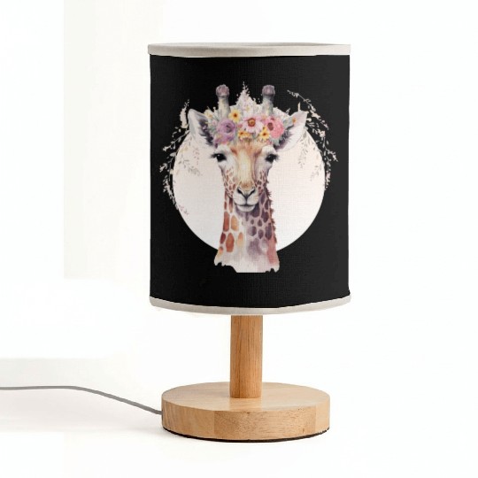 Cute Giraffe Flower Crown Africa Safari Animal Fabric Lamps