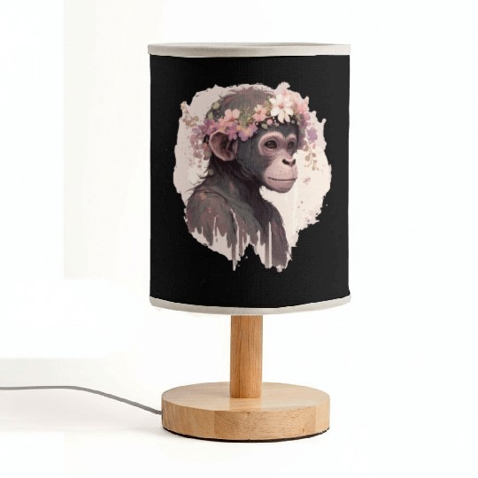 Artistic Watercolor Monkey Flower Crown Floral Ani Fabric Lamps