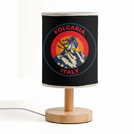 Vintage Cool Skiing in Folgaria Italy Sunset Fabric Lamps