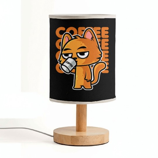 Funny Orange Cat And Coffee Cat Lover Design Fabric Lamps