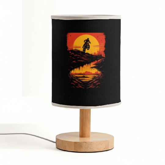 Dirt Bike Jumping Dirt Mound Motorcycle Biker Fabric Lamps