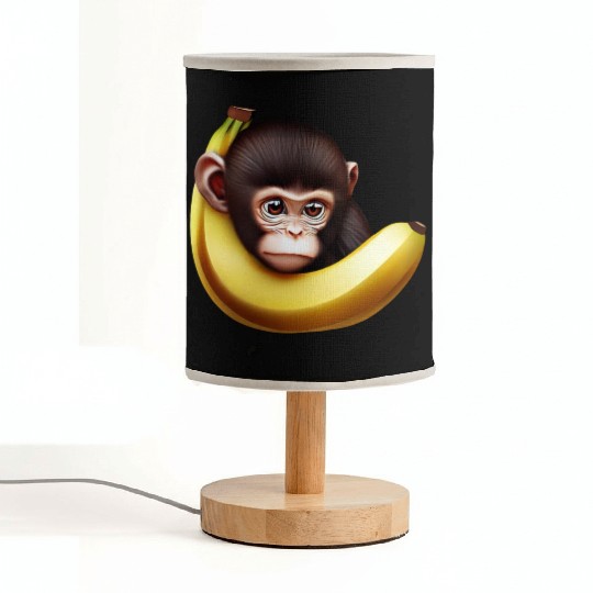 Monkey hide and seek banana Fabric Lamps