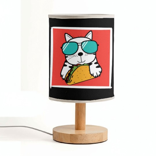 Cool Cat Taco Lover Fabric Lamps