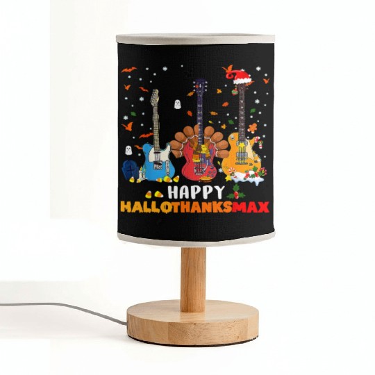 Guitar Happy Hallothanksmas Halloween Thanksgiving Fabric Lamps