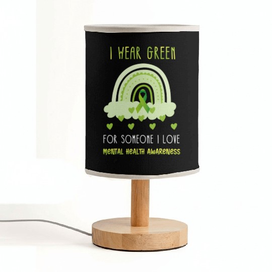 I Wear Green For Mental Health Awareness Ribbon Ra Fabric Lamps