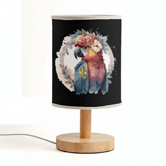 Watercolor Parrot Macaw Bird Flower Crown Pet Bird Fabric Lamps