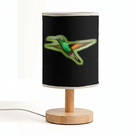 Green Hummingbird Illustration Bird Lover Fabric Lamps