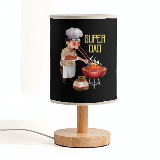 Super Dad Cookout Illustration Super Hero Fabric Lamps