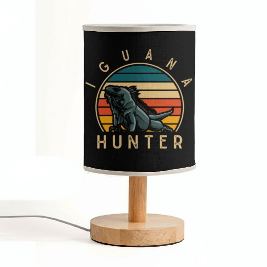 Vintage Iguana Hunter Funny Reptile Lover Fabric Lamps